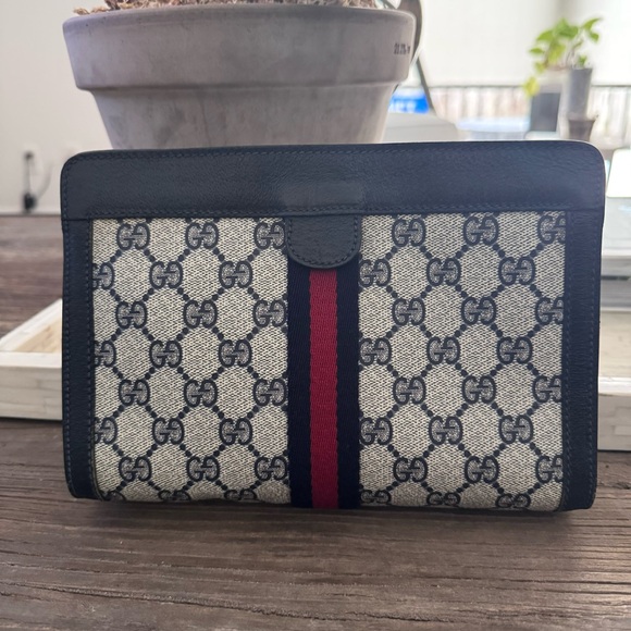 Gucci GG monogram Navy Blue clutch bag - Picture 12 of 13